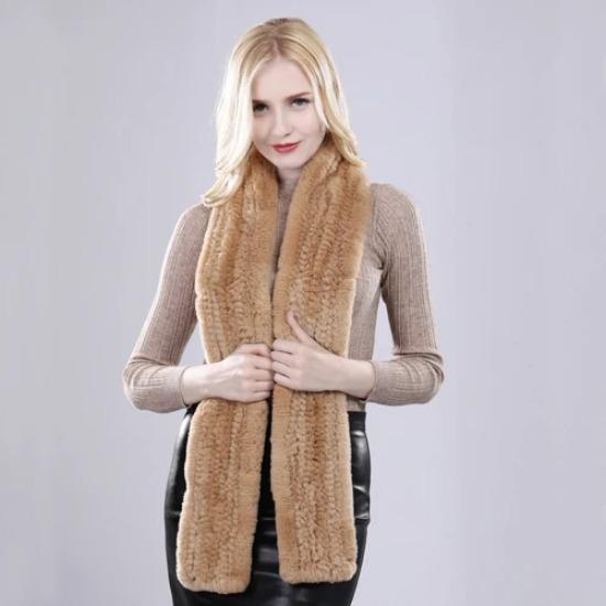 

Winter Women Knitted Long Real Rex Rabbit Fur Scarf Natural Soft Fur Scarves For Lady Quality Genuine Rex Rabbit Scarves 170cm x 13cm хаки