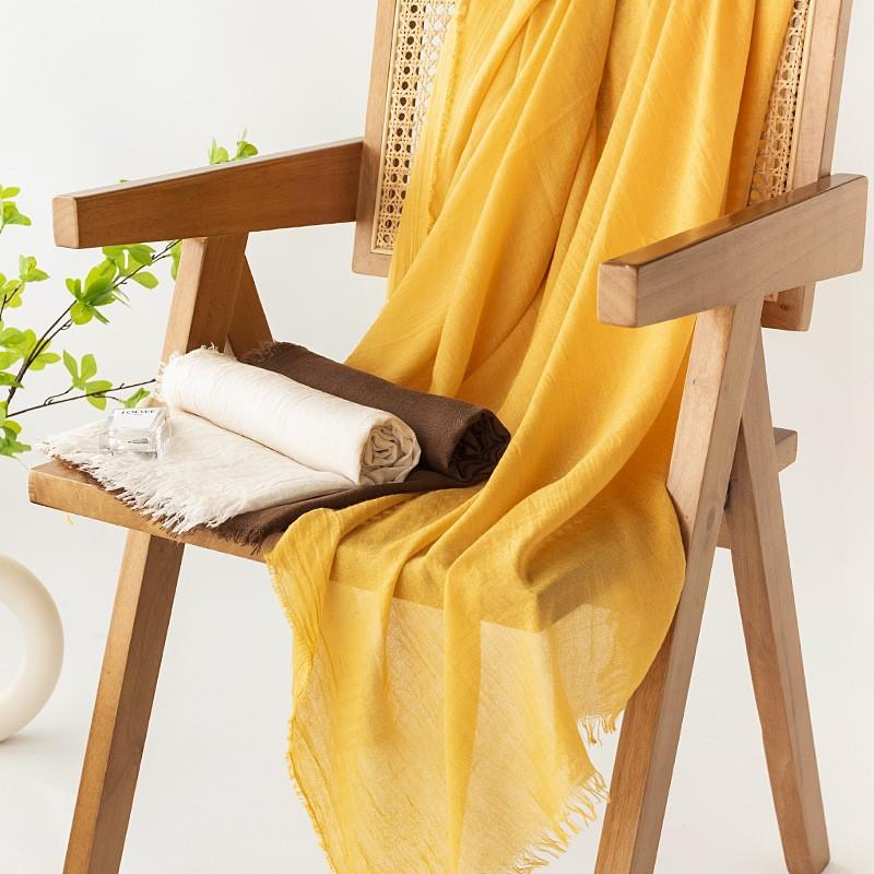 Spring Season, Pure Color, Simulated Silk, Long Strip Scarf, Fashionable, Suitable for Work, Sun Protection, Sheer Scarf, Shawl.