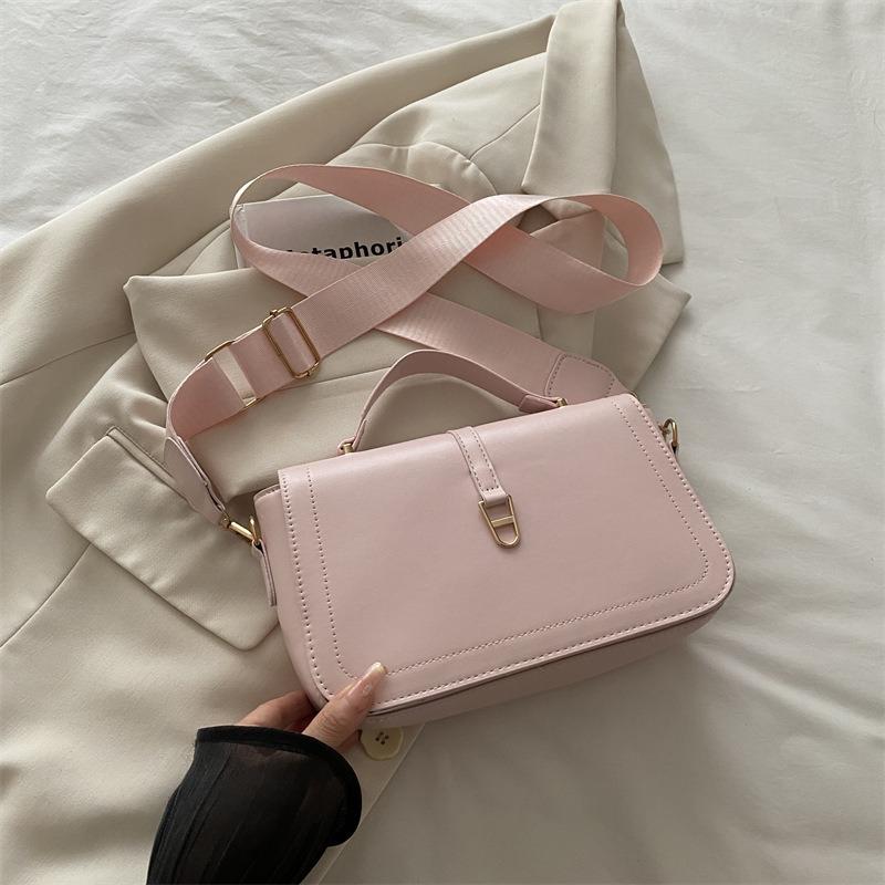 Fashionable Minimalist Crossbody Bag with Top Handle and Flap for Women - Solid Color Square Purse Simple Design Shoulder Bag