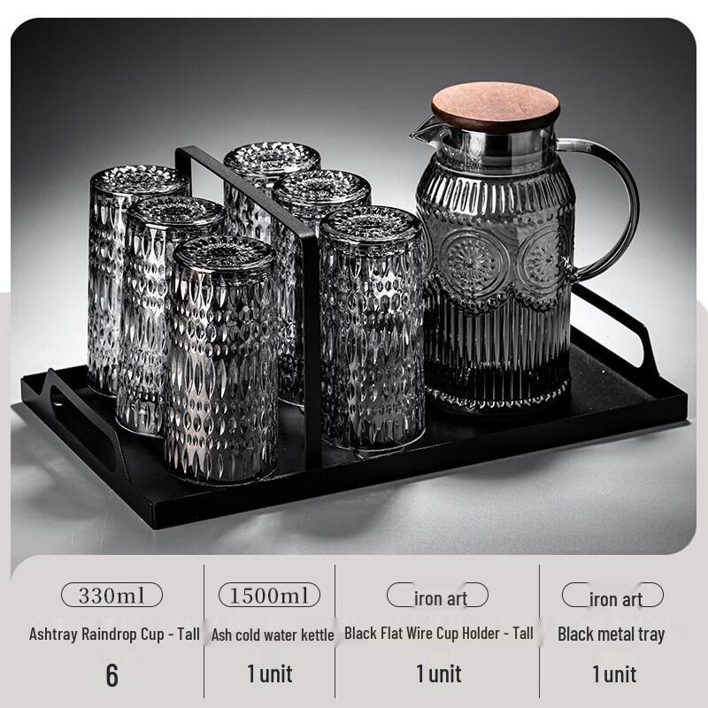 Qiwei Embossed Glass Drinkware Set for Home & Guests