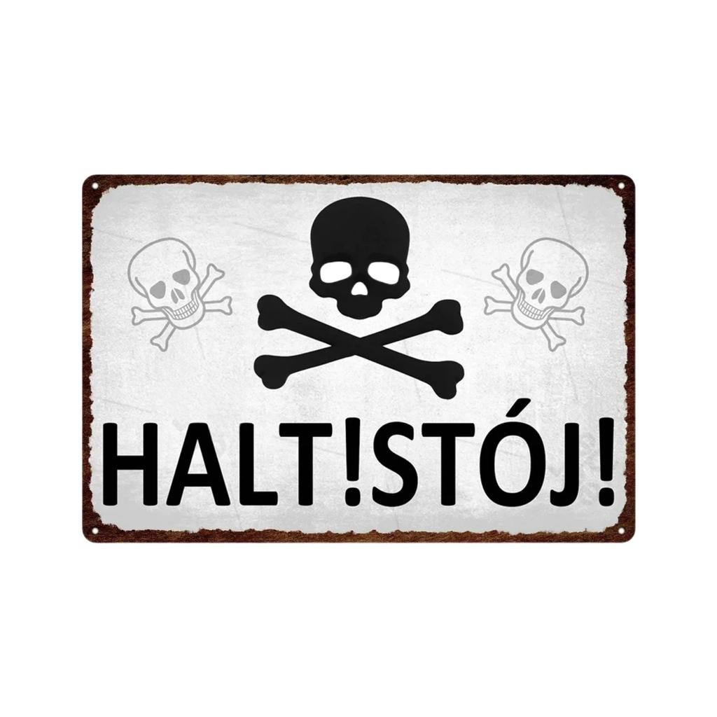 Germany HALT STÓJ Achtung Metal Sign German Warning Signs Hazardous Area Placards Vintage Plaque Plate Wall Decorative