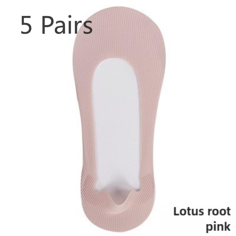 

5 пар женских летних невидимых противоскользящих дышащих носков-лодочек 5 Pairs розовый