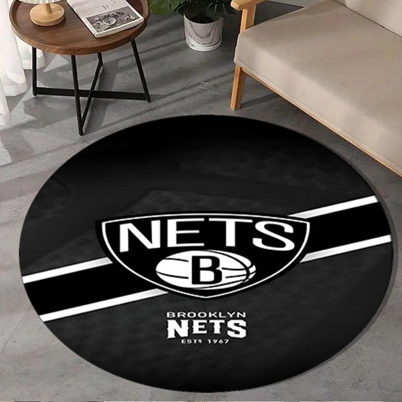 1PC Brook-lyn Nets Art Round Rug, Non-slip Chair Mat, Home Decor, Circle Carpet Perfect for Office, Bedroom, Living Room,Christmas gift