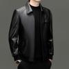 Autumn red leather leather jacket men's lapel suede jacket locomotive men's business jacket solid color leather jacket