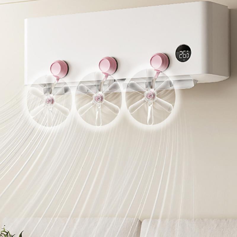 3Pcs Wall Mounted Conditioning Guide Fan Plastic Adjustable Suction Cup Air Conditioning Ventilator Windmill Shaped