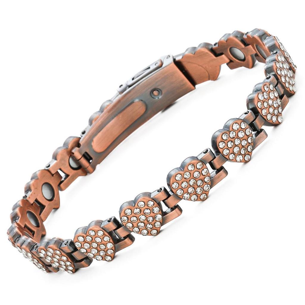 Eco-friendly European & American Fashion Detachable Magnetic Stone Bracelet with Diamond Inlays; Adjustable Women's Alloy Bangle.