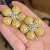 K real gold electroplated zircon flower stud earrings, luxury heavy industry jewelry set, light luxury niche jewelry.