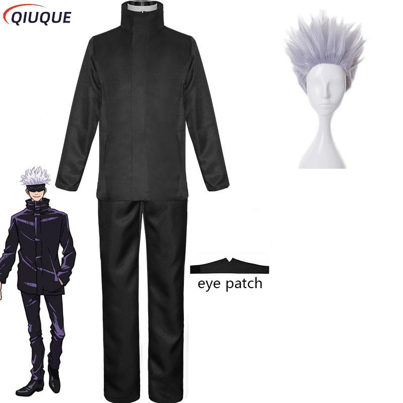 110-3XL Black / Blue Gojo Satoru Cosplay Costume Eye Patch Wigs Glasses Anime Halloween Party Unisex Uniforms