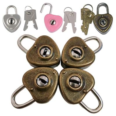 1Set Old Antique Vintage Style Archaize Padlocks Heart Shaped Journal Book Lock Security Key Lock