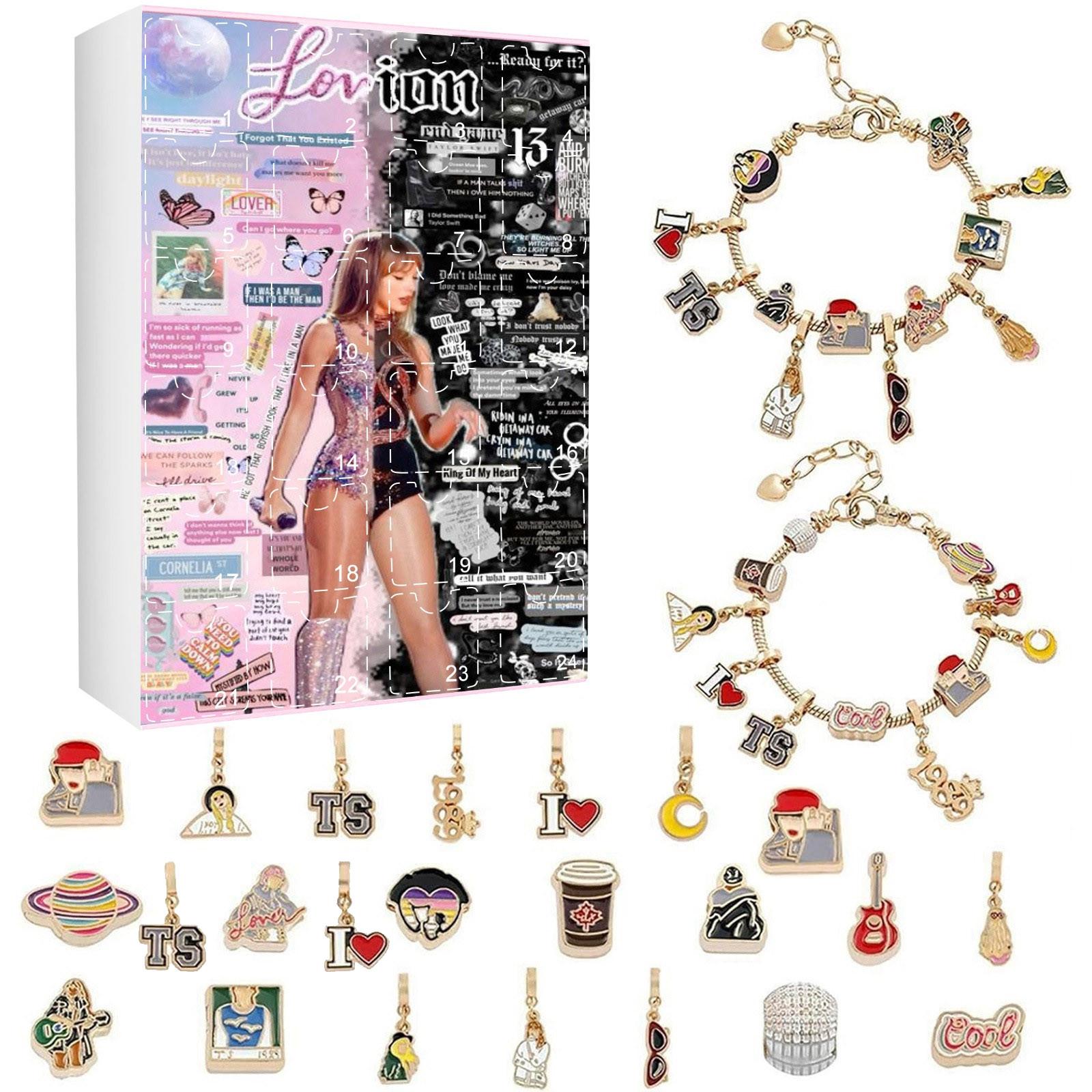 

Подарки с адвент-календарем, набор для изготовления браслетов своими руками для детей и взрослых, рождественский календарь обратного отсчета на 24 дня, ювелирные подарки One Size