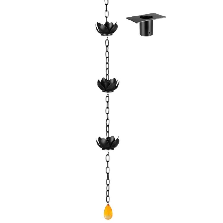 

Handcrafted Iron Rain Chain For sophisticated Outdoor Water Control And peaceful Garden Feeling Following Eastern concept чорний