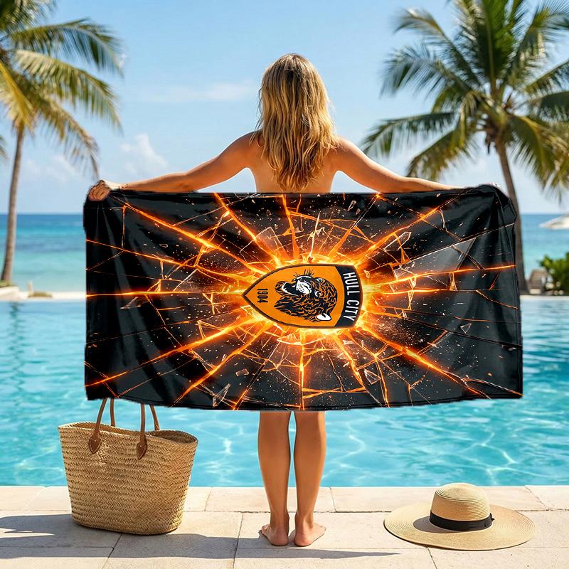 Asciugamano da Spiaggia Hull City Football in Morbida Microfibra Asciugatura Rapida Assorbente per Spiaggia Piscina Viaggio