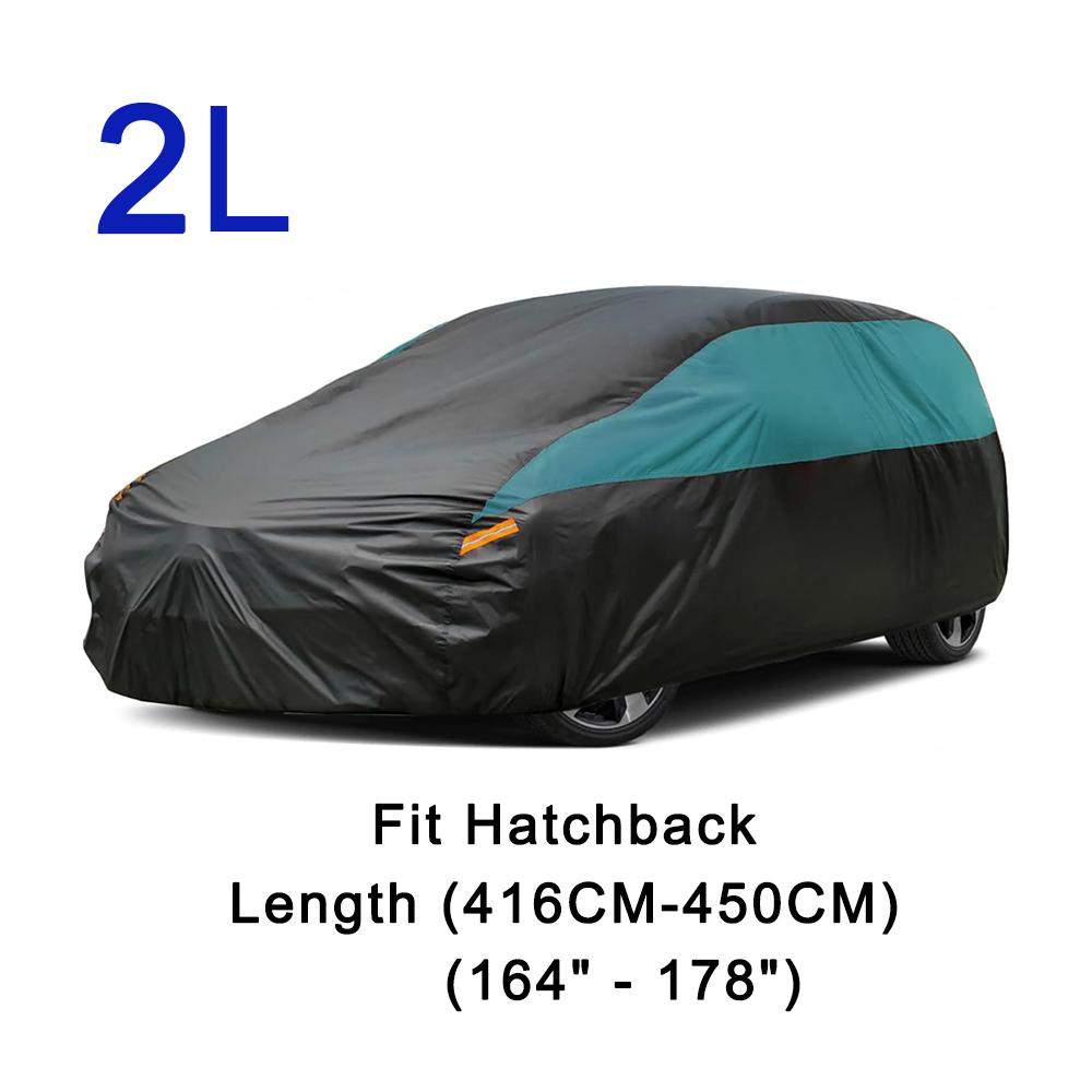 

Universal Full Car Covers Outdoor Waterproof Sun Rain Snow UV Protection Black Green Splicing Color Cover Fit SUV/Sedan/Hatchbac 2L