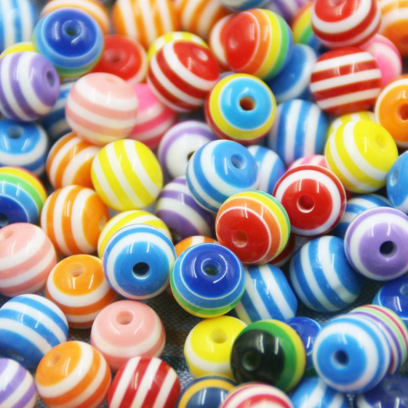 10mm Round Transparency Resin Beads Stripe Spacer Beads For Children Handcraft Department Diy Button Accessories 100pc/lot