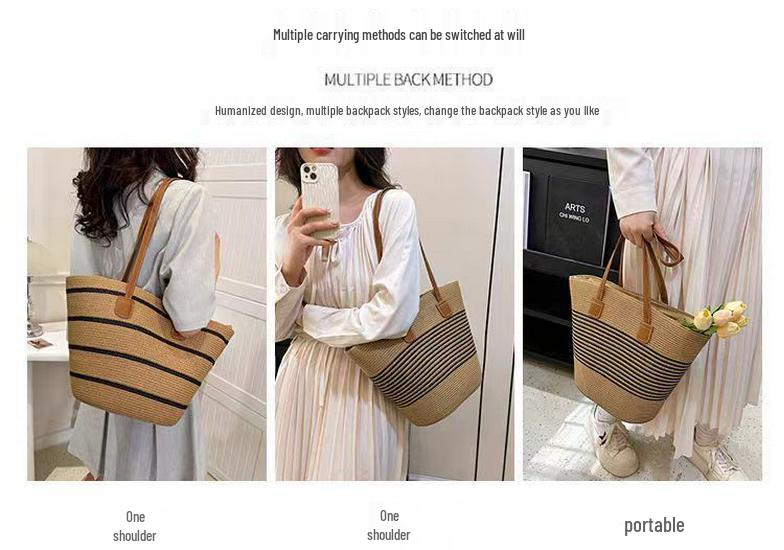 Women's Summer Straw Tote - Large Capacity, High-Grade, Beach Shoulder Handbag