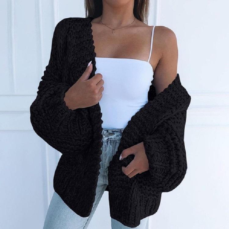 European & American Women's Long Sleeve Loose Cardigan Sweater - Autumn/Winter Style