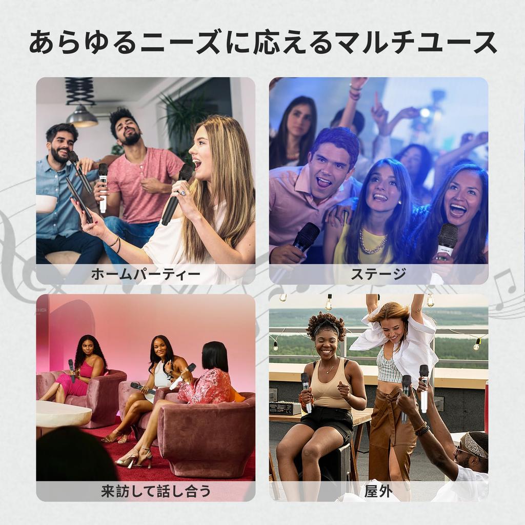 TALOMEN Wireless Microphone 4 Handheld Karaoke Fixed Frequency 160ft Moving Coil Microphone with for and Parties System, Mics, 6.35mm Receiver,