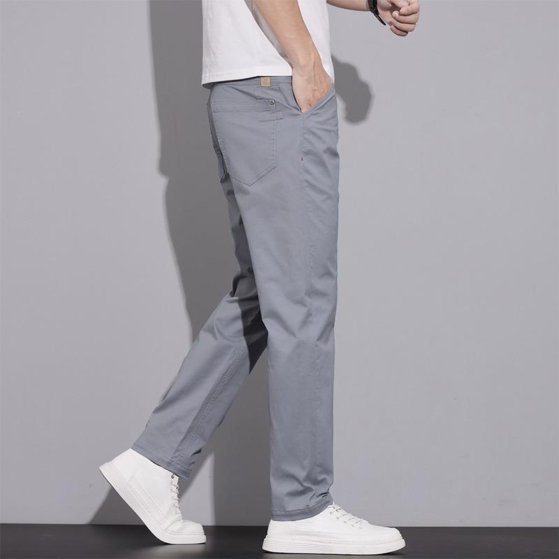 % Cotton men's business casual pants, anti-wrinkle and easy to take care of, fashionable and versatile when commuting, solid color men's pants