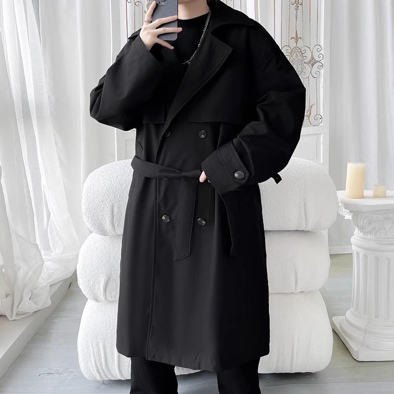 2025 Mens Trench Coat Men Double Breasted Belted Windbreaker Man Lapel Long Jacket Casual Windproof Overcoat Men Trench
