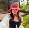 Small Fresh Plaid Big Eaves Show the Face Small Fisherman Hat Children Summer Travel Sun Hat All-round Sunshade Sunscreen Hat