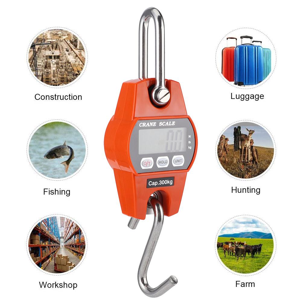 Mini Portable Digital LCD Display Hanging Scale Electric Weighting Scales 300kg/600lb Orange