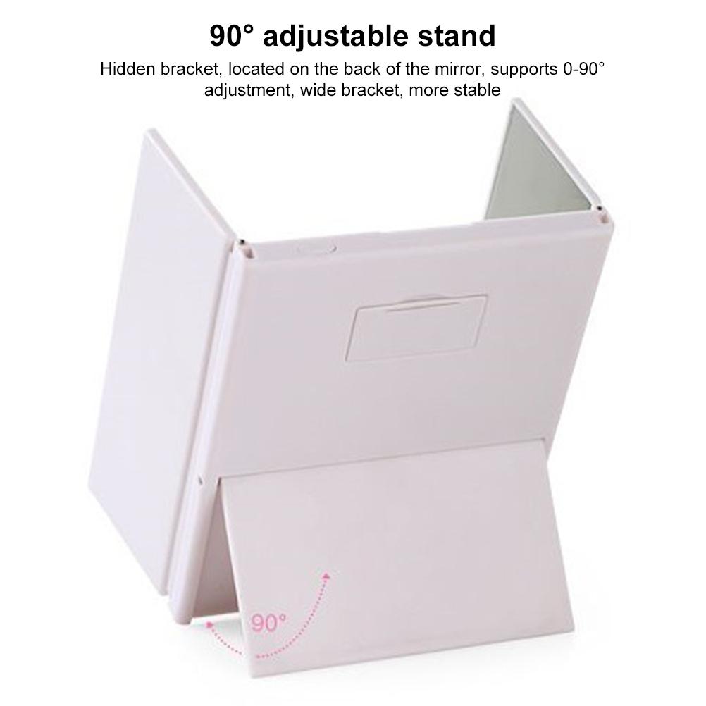 LED Trifold Makeup Mirror 360 Degree Tri Fold Led Illuminated Tabletop Vanity Mirror with Lights