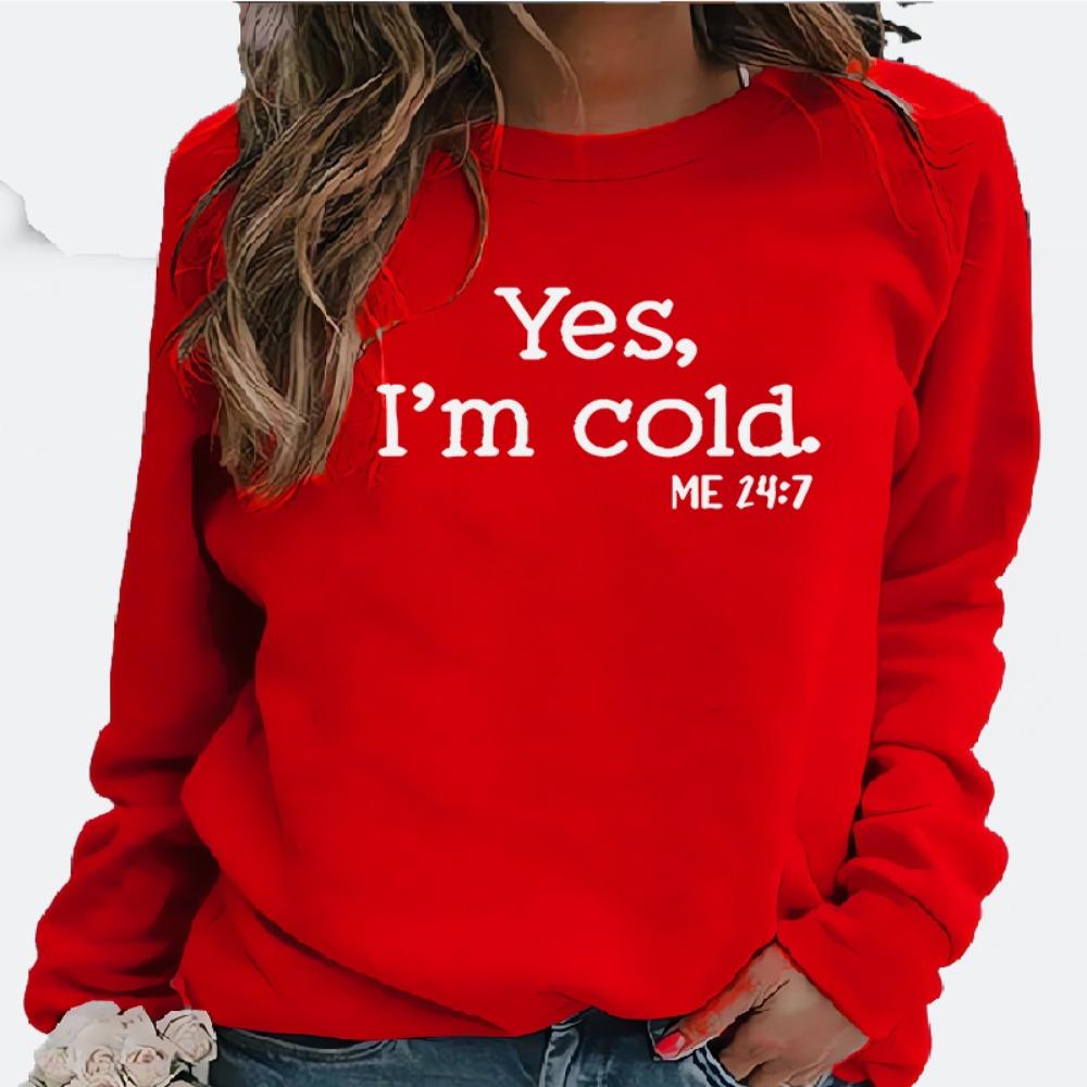 Women's Fashion Casual Fleece Hoodie Round Neck YES IM COID Printed Hoodie Boom Sweatshirt Streetwear Women Clothes Tops