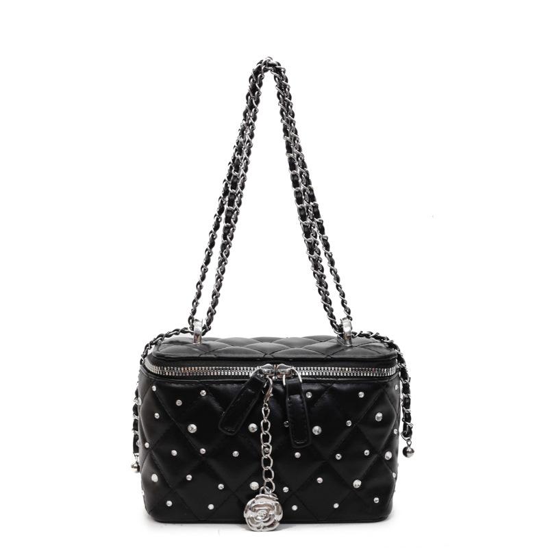 Rhombus chain bag women's new summer niche messenger bag diamond box bucket bag