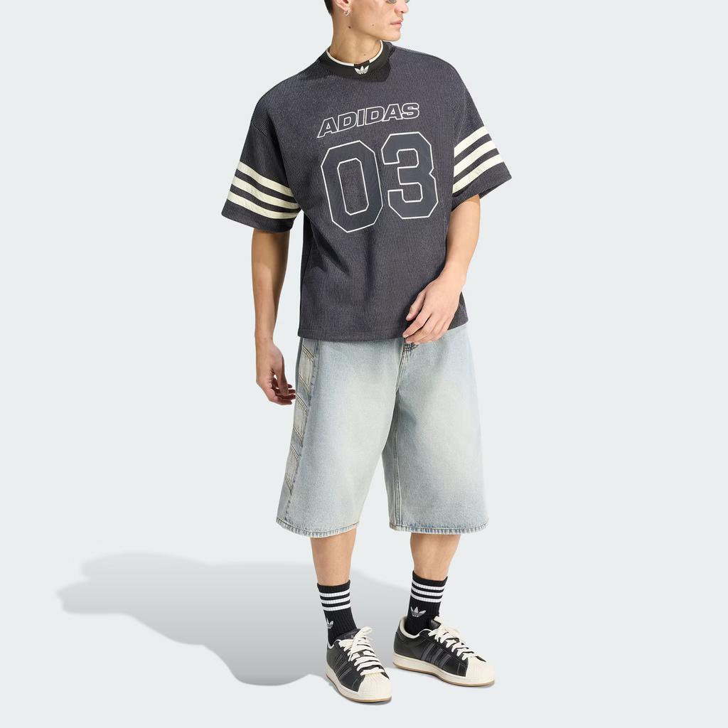 Adidas Originals Knit Sports Striped Loose Fit Short Sleeve Football Shirt Men tops KU9192