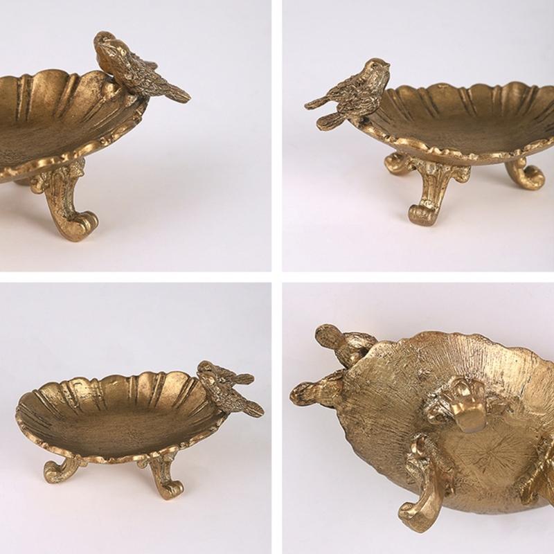 Jewelry Tray Decorative Zinc Alloy Accessory Dish for Vanity Display and Bedside Catchall, Vintage Style Storage Dish for Small Jewelry