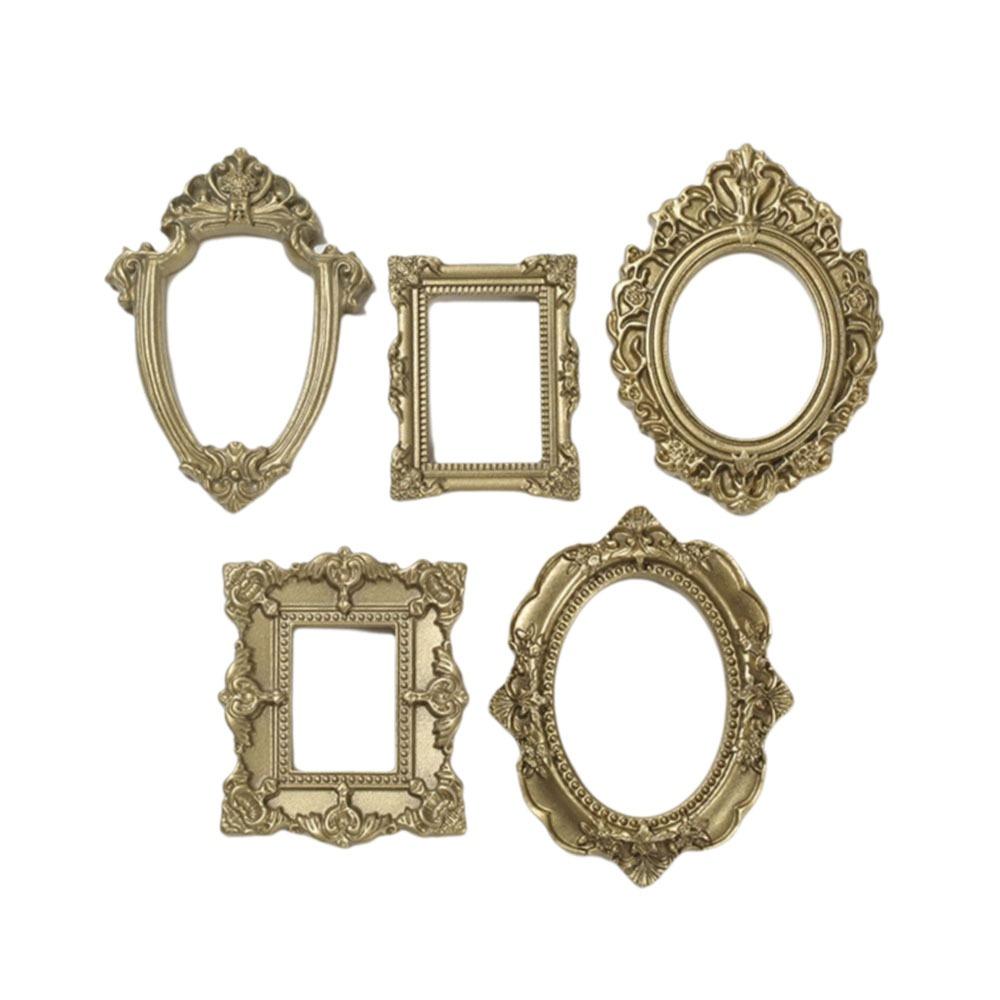 5Pcs Vintage Resin DIY Shadow Box Frame Gold DIY Mini Photo Frames Memory Display Frames Gifts