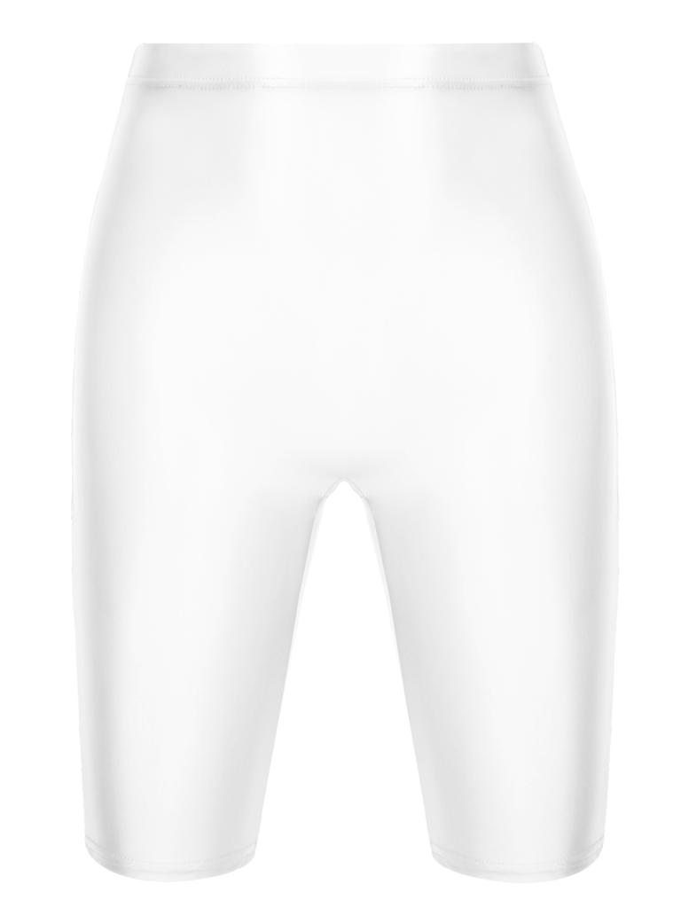 Mens High Waist Shiny Sports Tights Spandex Biker Shorts Glossy Workout Compression Pants