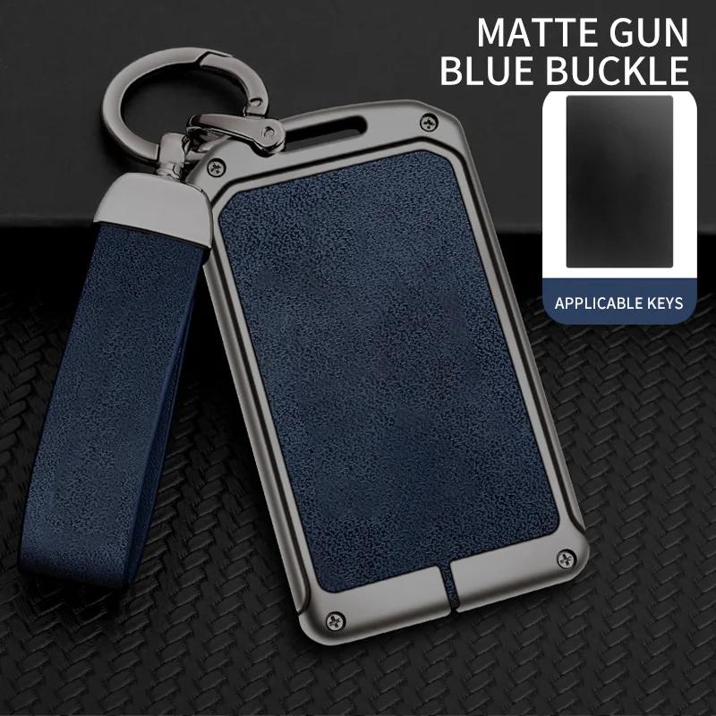 New Zinc Alloy Leather Nfc Card Car Key Case Cover Holder Fob Protector Shell For Tesla Model Y Model 3 Car Interior Accessories