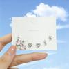 Korean Style Pink Heart & Star Stud Earrings Set for Women (3 Pairs)