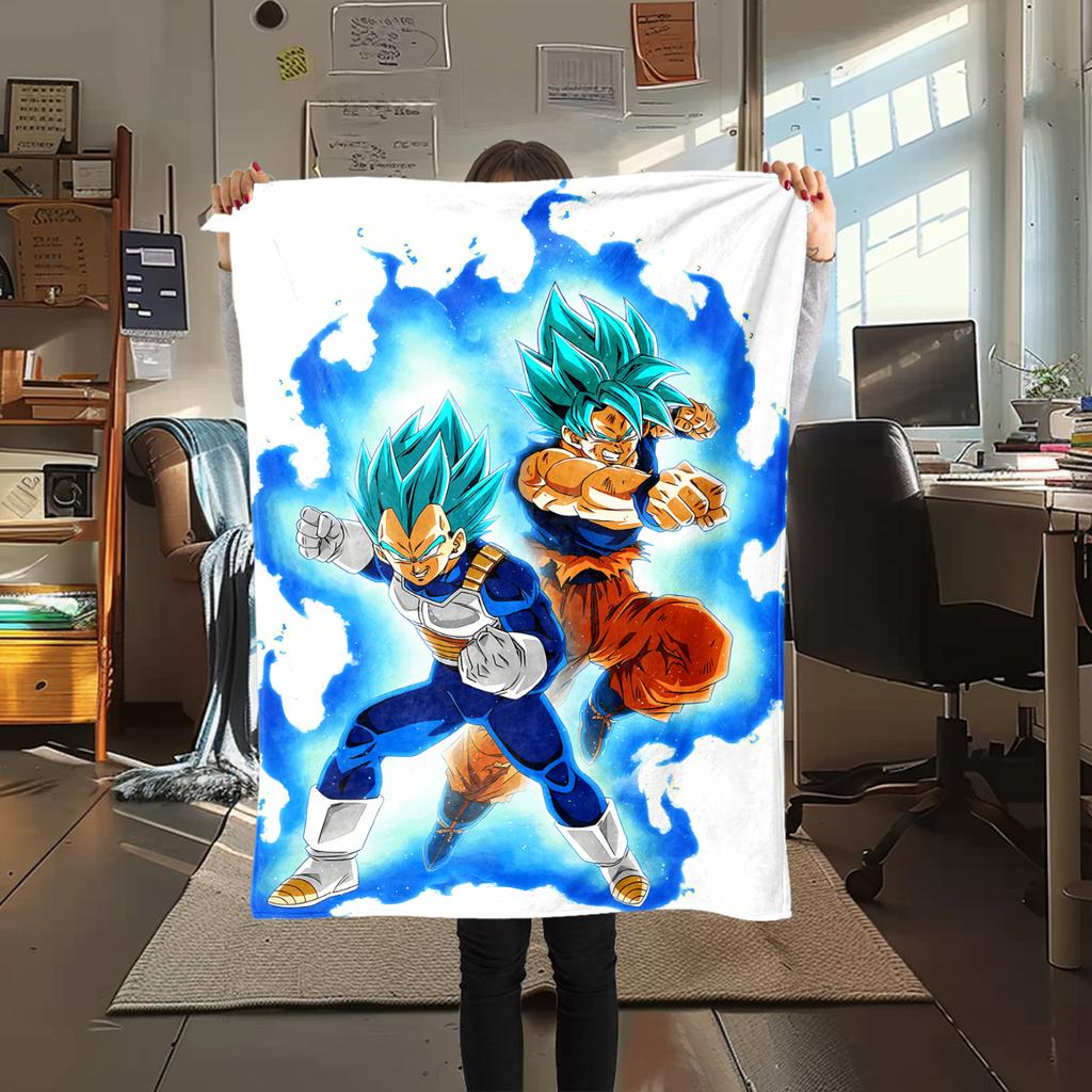 1pz Coperta in Flanella con Stampa Dragon Ball Super, Alta Qualità per Tutte le Stagioni, Decorazione per la Casa, Calore e Comfort, Perfetta per Regali di Natale