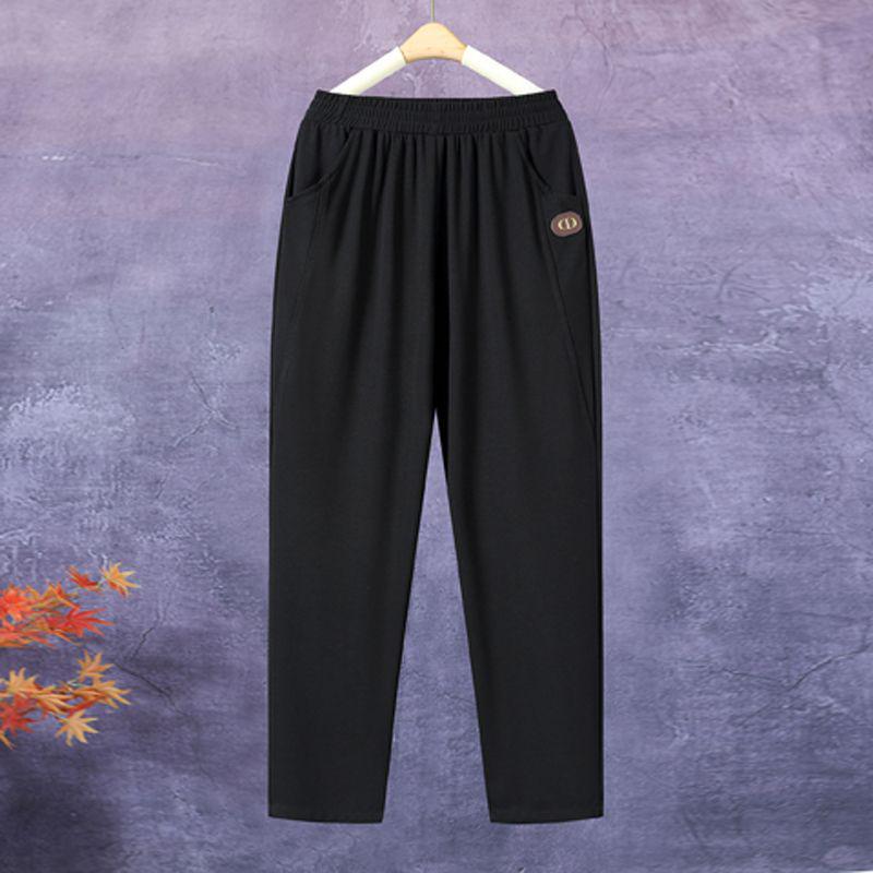 

Elastic High Waist Mom Trousers: Women s Stretch Straight Leg Pants for All Seasons - Perfect for Middle-Aged and Elderly. L, 85-105 jin