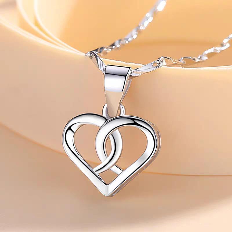White Gold Heart Pendant Clavicle Chain - Luxury Design Necklace Gift for Her.