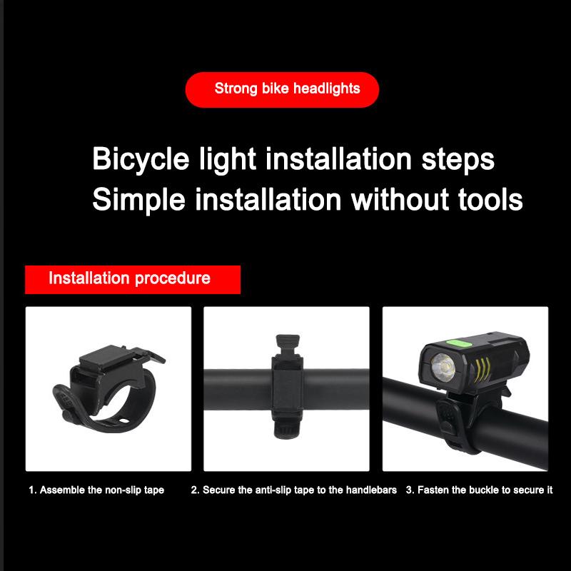 USB Rechargeable Bike Headlight Waterproof Bright LED Bicycle Flashlight High Lumen Cycling Safety Strobe Warning Light 7