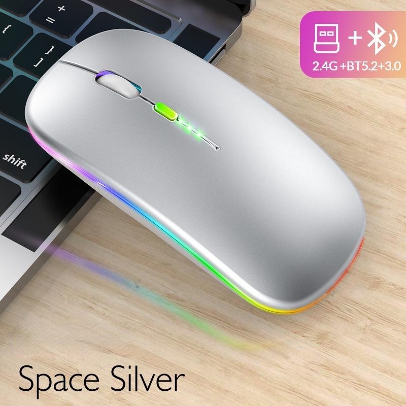 Bezdrátová myš Bluetooth Power Display Svítící nízkošumová ergonomická dobíjecí myš pro domácí kancelářskou hru