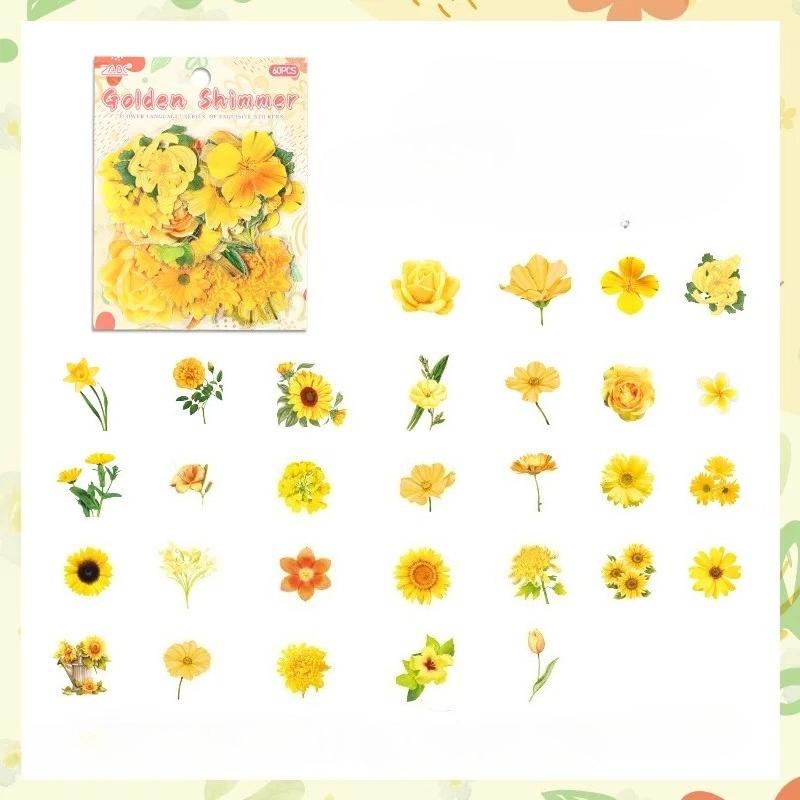 60 Pcs Plant Flower Cluster Stickers Junk Journal Creative Stationery DIY Decorative Stickers Scrapbook School Supplies