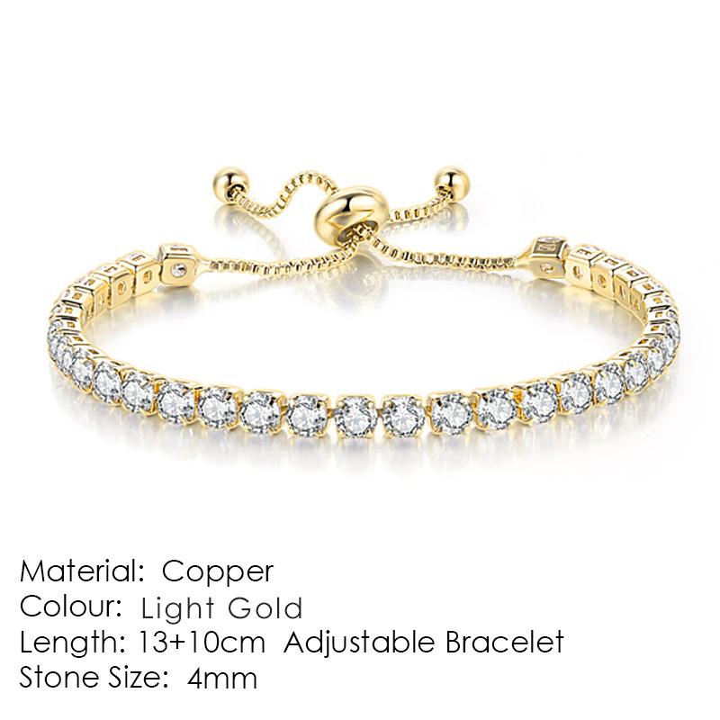 ZHOUYANG Tennis Bracelet For Women Luxury Handy Adjustable 4 Claws Mosaic 4mm Zirconia Rose Gold Color Fashion Jewelry Gift H133