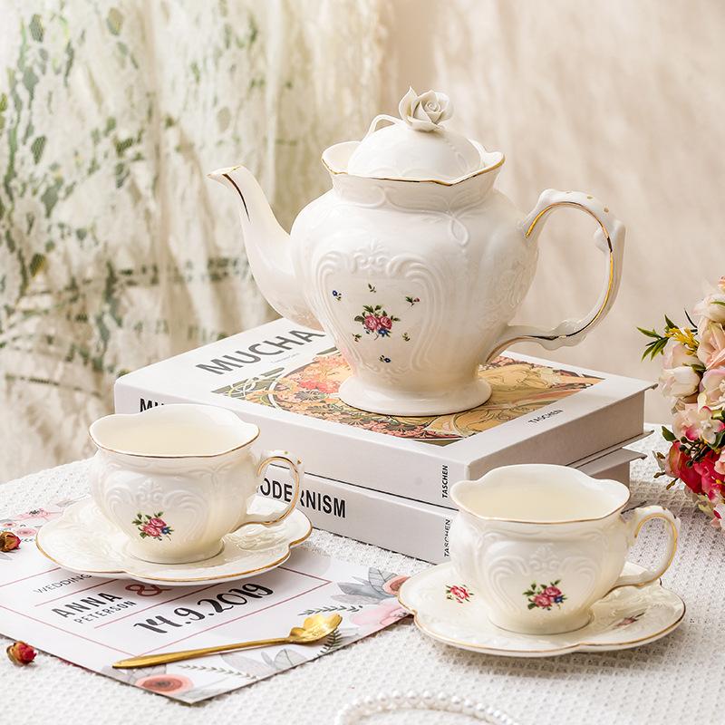 Ceramic Black Tea Mug Saucer Retro Afternoon Tea Coffee Cup Teapot Saucer Sets Couple Cup Set Home Creative Drinkware Mug Gift