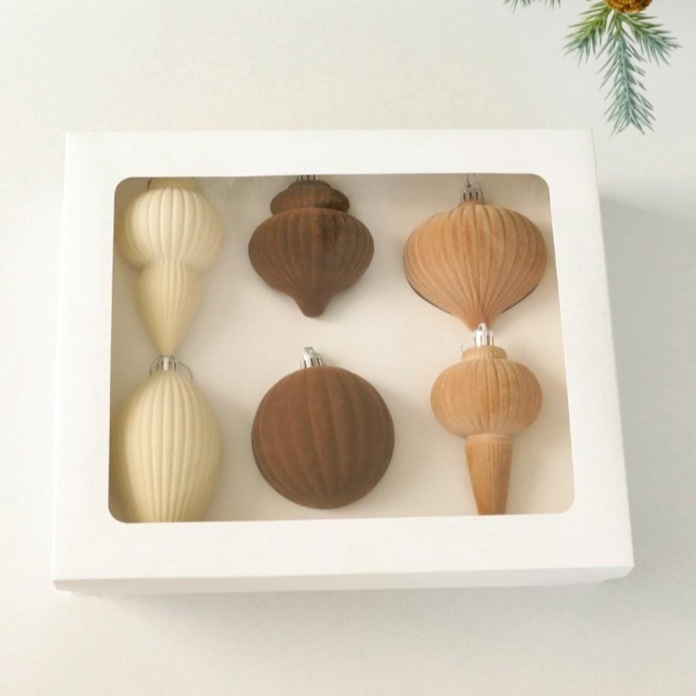 6Pcs/Set Velvet Christmas Tree Ornaments Shatterproof Christmas Decoration Holiday Decor
