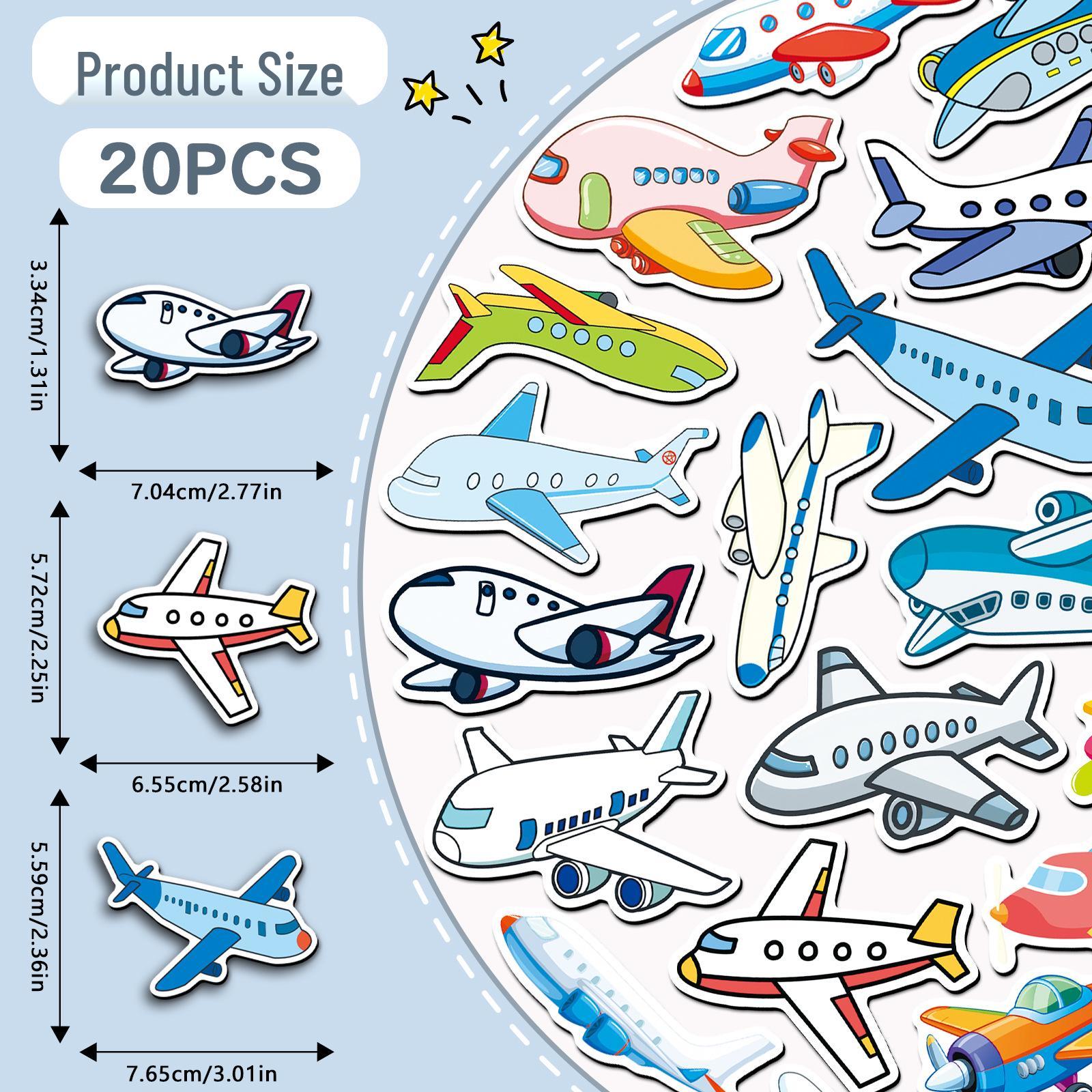 20 Airplane Refrigerator Stickers: Cartoon Vehicle Magnetic Decorations - Waterproof DIY Set