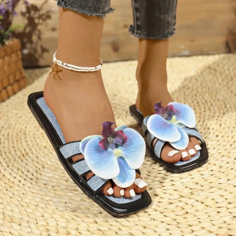 Fashion 2025 New Summer New Women Slippers Fashion Flower Sandals Bathroom Slippers Banquet Party Women Shoes