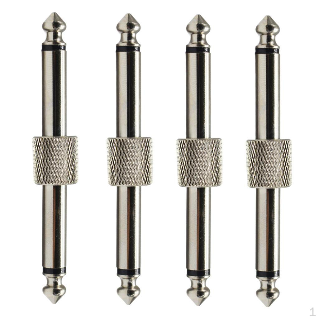 4 Pack 1/4 Inch 6.35mm Straight Pedal Coupler Connector for Guitar Board Accessory