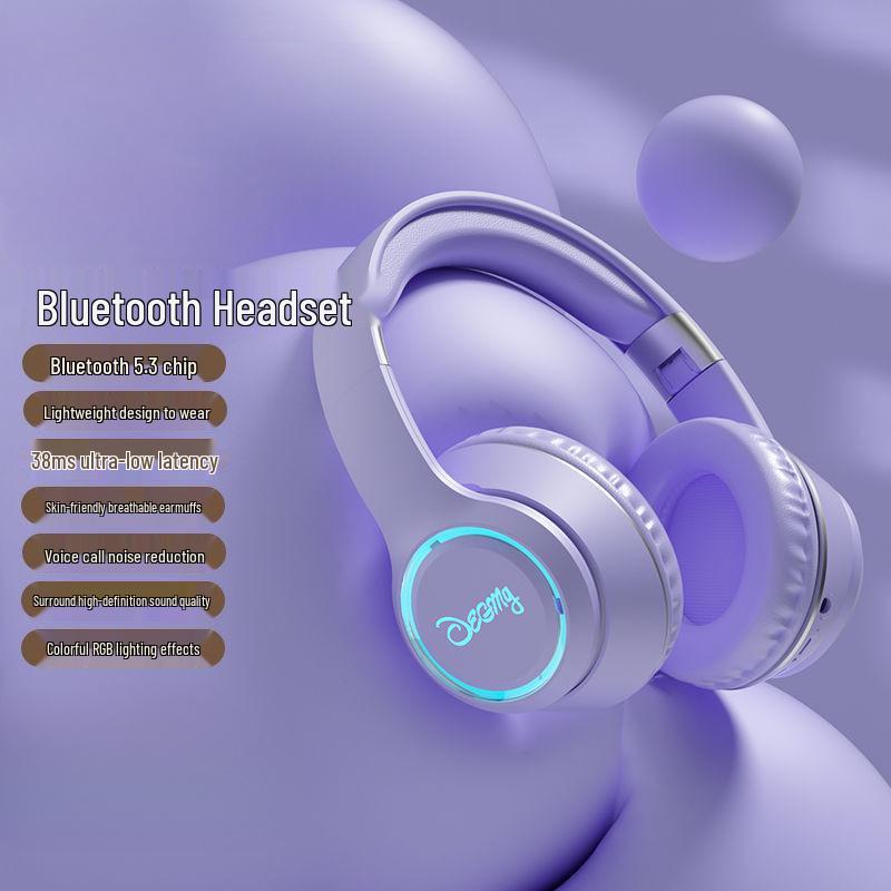 High-Value Wireless Bluetooth Over-Ear Headphones with Luminous Earcups for Gaming, Music, and Heavy Bass
