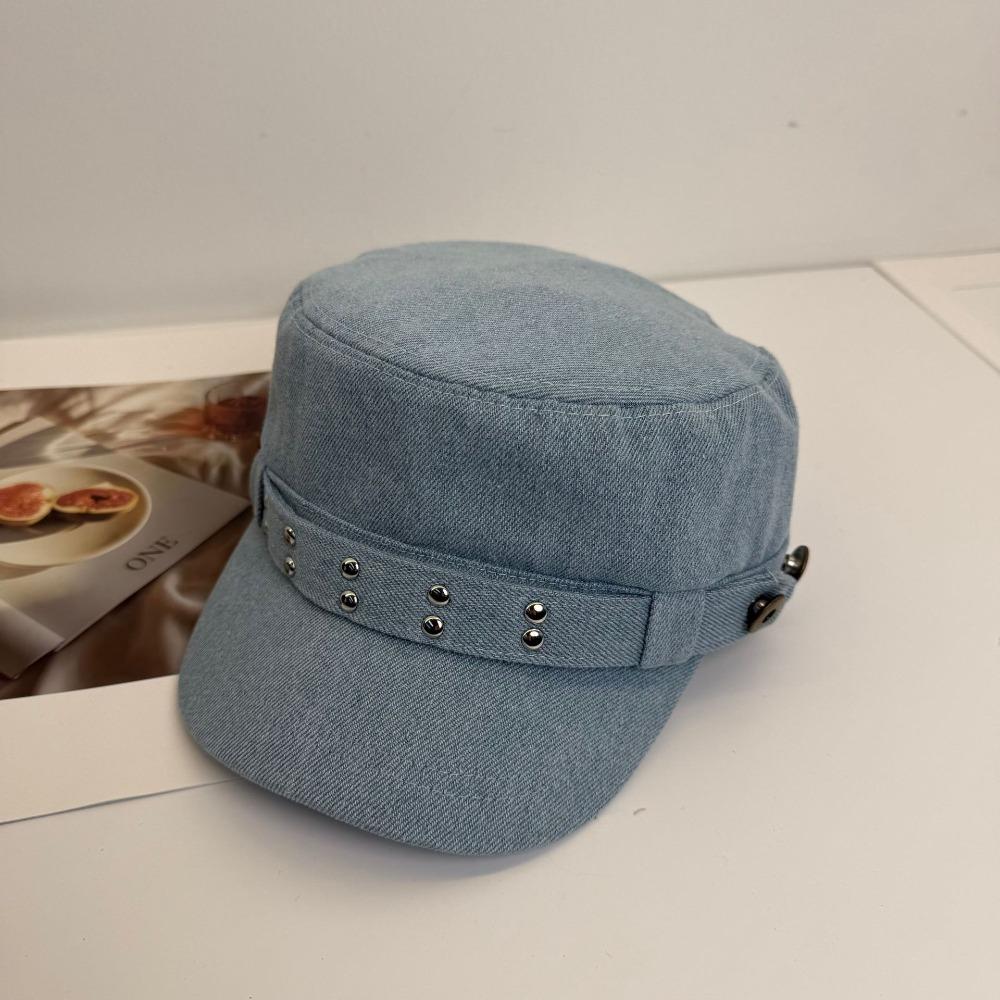 Тканевая Заклепка Джинсовый Берет Y2k Кепка Новостийщика Повседневная Шляпа для Верховой Езды Стритвир Style 2