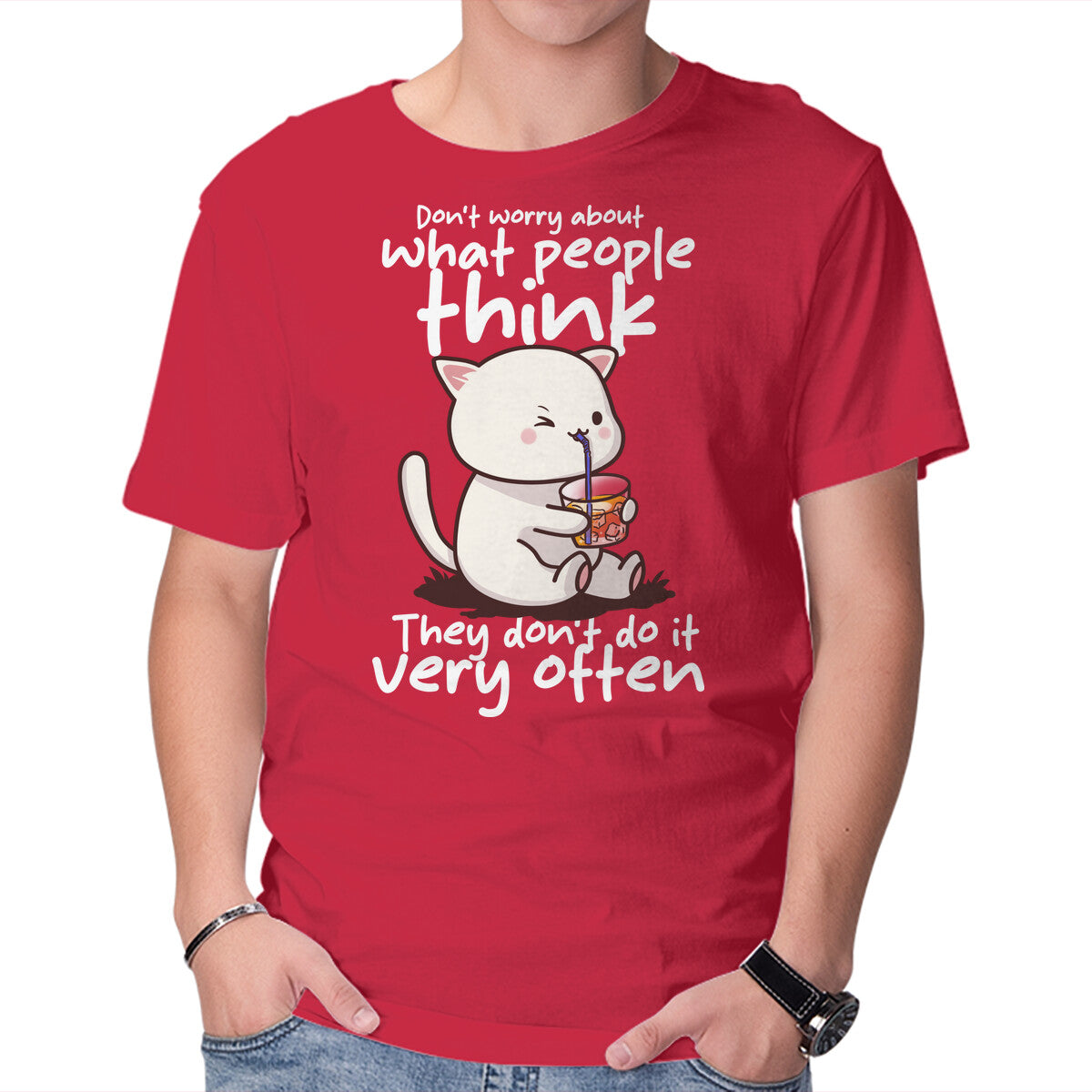 Unisex Crew Neck T-Shirt Don t Worry What People Think Graphic Short Sleeve Casual Tee XL