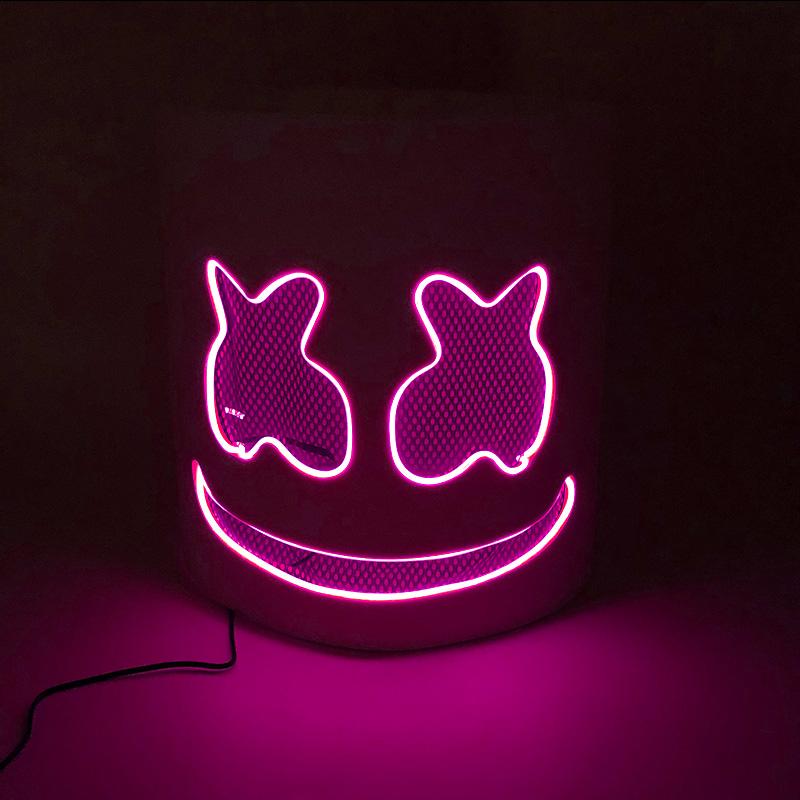 Máscara Marshmello DJ Brillante Hip Hop Baile Bar Discoteca Espectáculo Accesorios DIY LED Marshmallow Cos Máscara Diy Hombres DJ Disco Máscara Disfraz